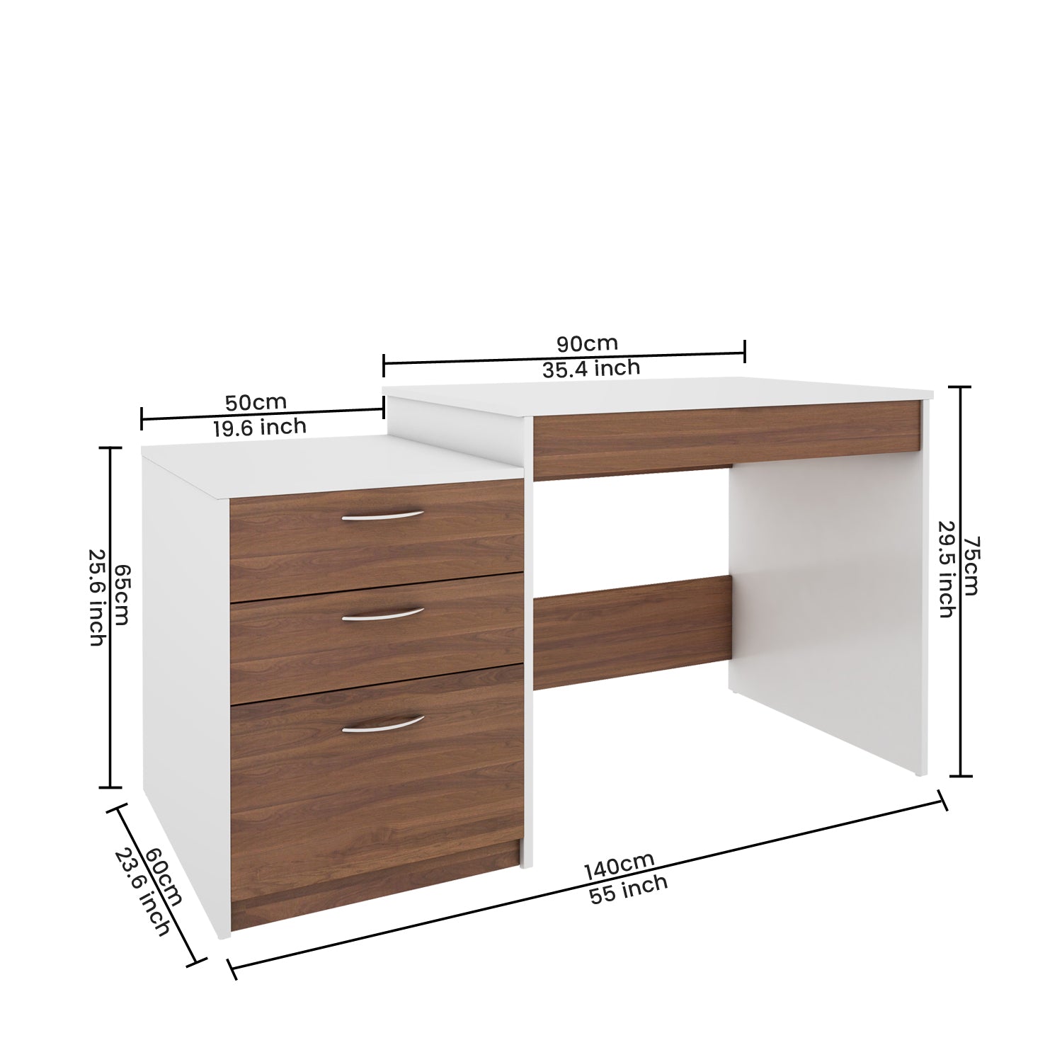 Brodsky Study Desk | Walnut and Frosty White