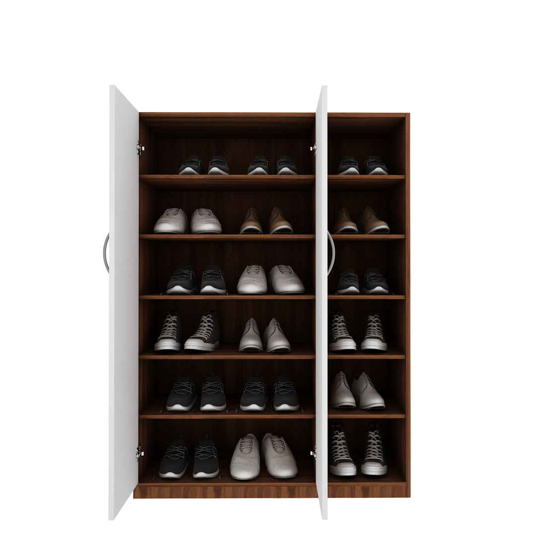 Pairs Shoe Rack Walnut and Frosty White