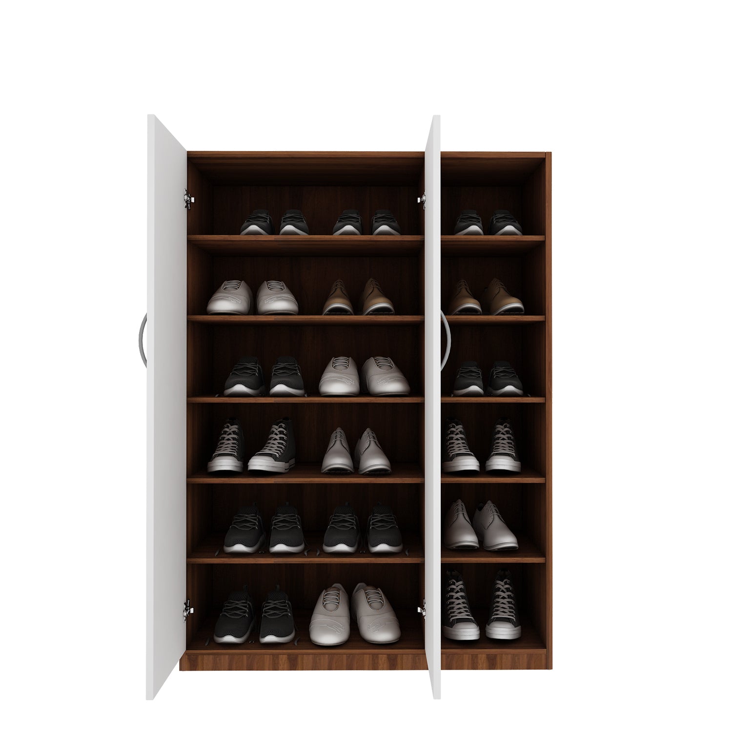 Pairs Shoe Rack | Walnut and Frosty White
