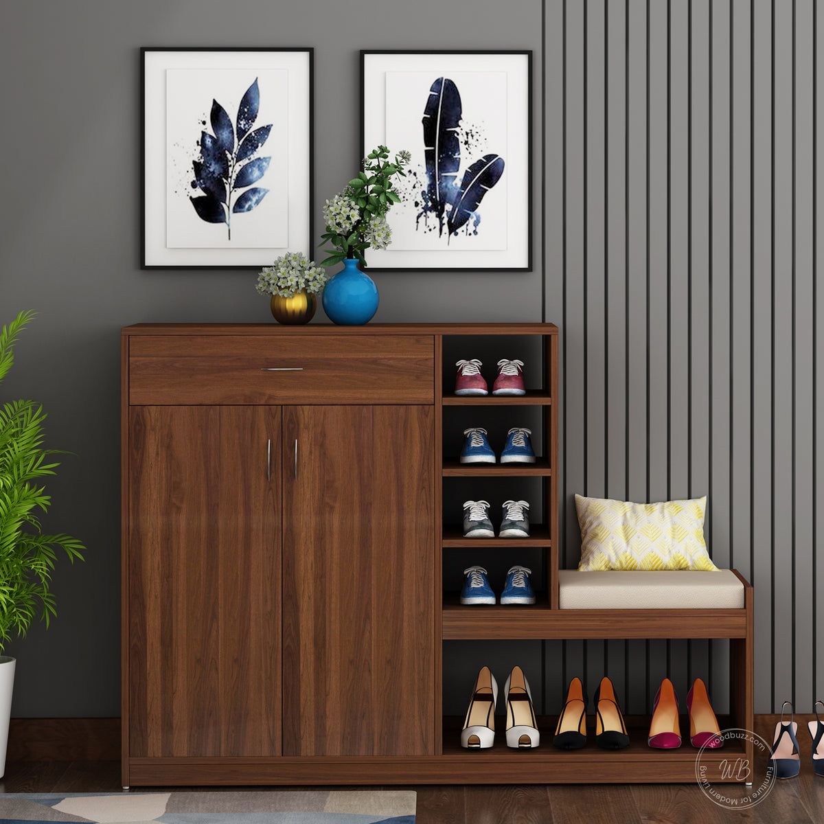 Blocks Shoe Rack | Walnut