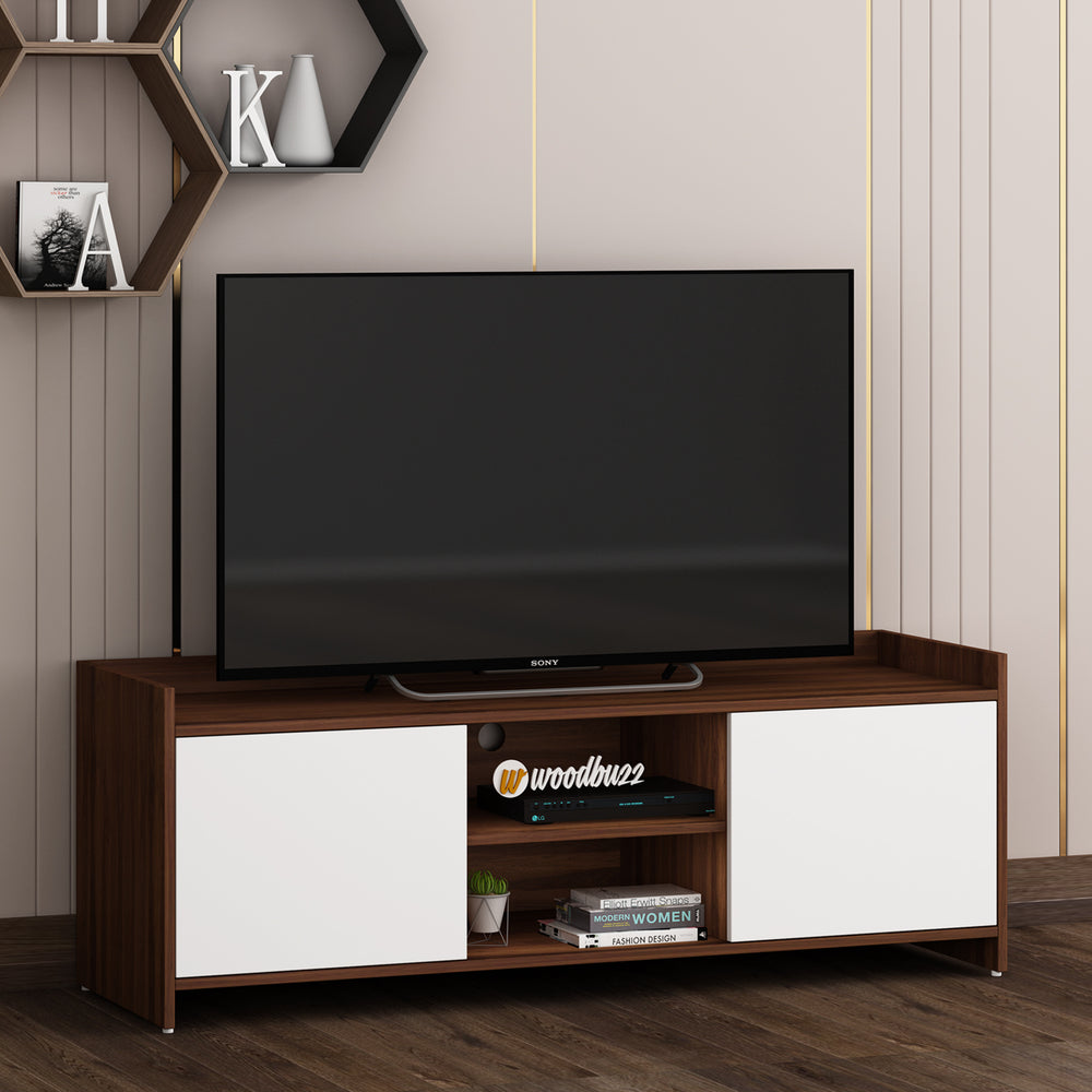 Allan TV Unit- Walnut & Frosty White