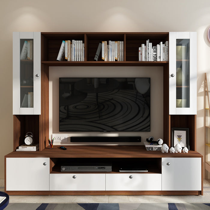 Benji TV Unit | 55 Inch TV | Frosty White and Walnut
