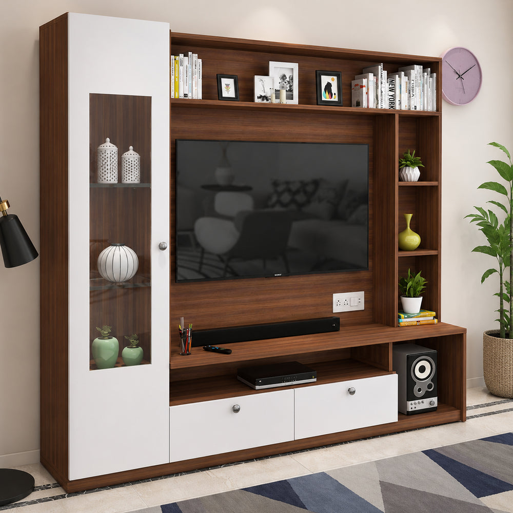 Casper  TV Unit | Walnut and Frosty White |  55 inches TV