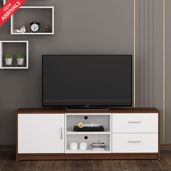 Martin TV Unit- Walnut & Frosty White