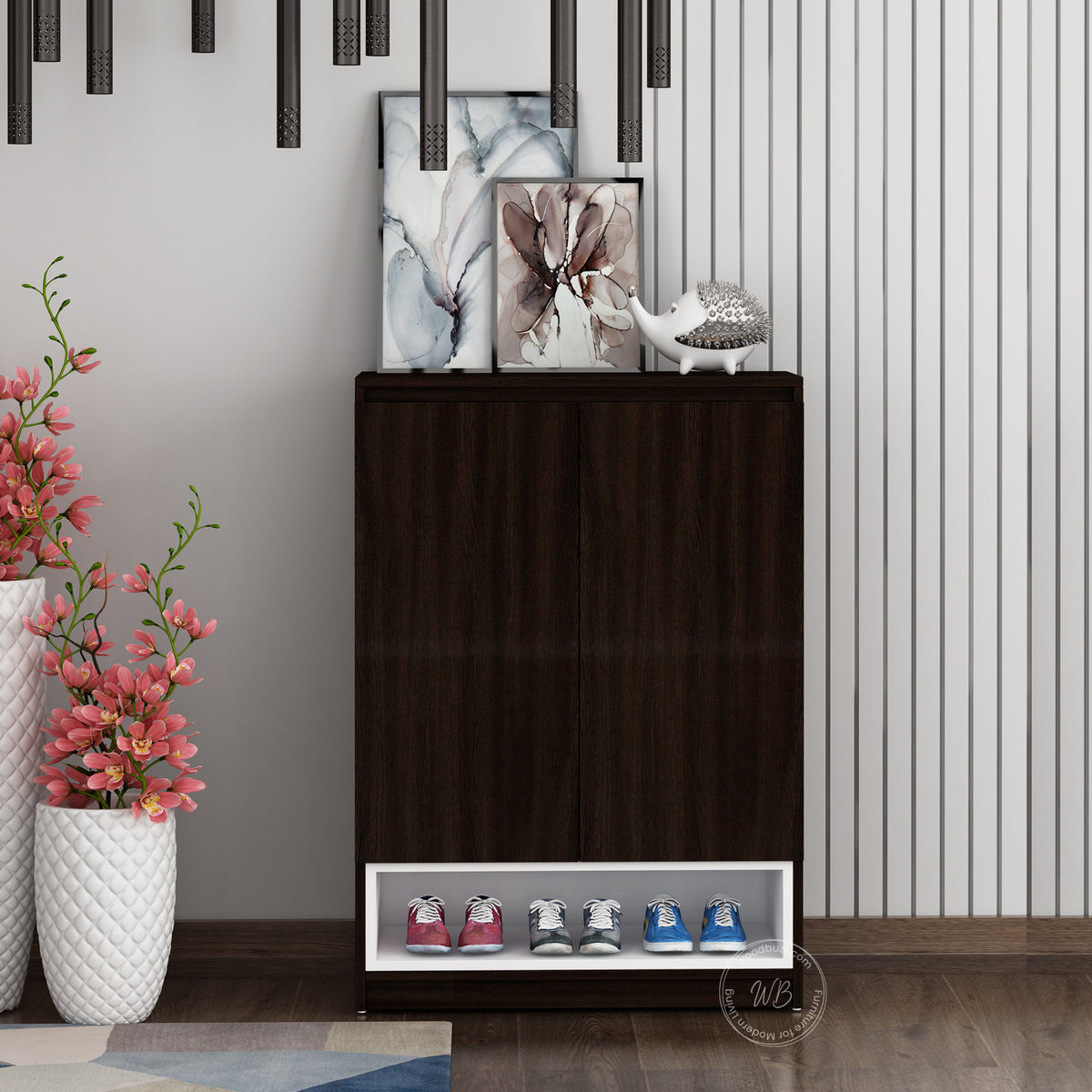 Dina Shoe Rack | Wenge and Frosty White