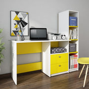 Claret Study Table | Frosty White and Yellow