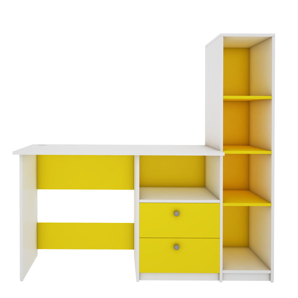Claret Study Table | Frosty White and Yellow