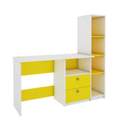 Claret Study Table | Frosty White and Yellow