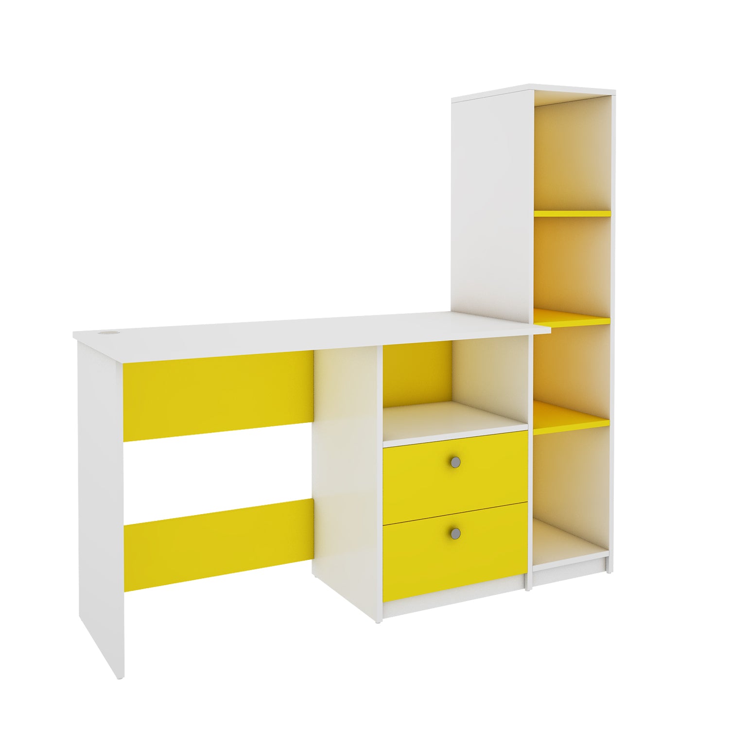 Claret Study Table | Frosty White and Yellow