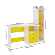 Claret Study Table | Frosty White and Yellow