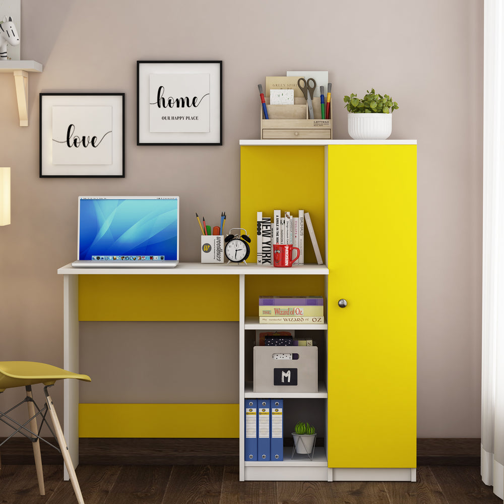 Marvel Home Office Table | Yellow and Frosty White