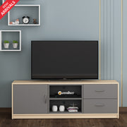 Martin TV Unit- Beige Teak & Grey