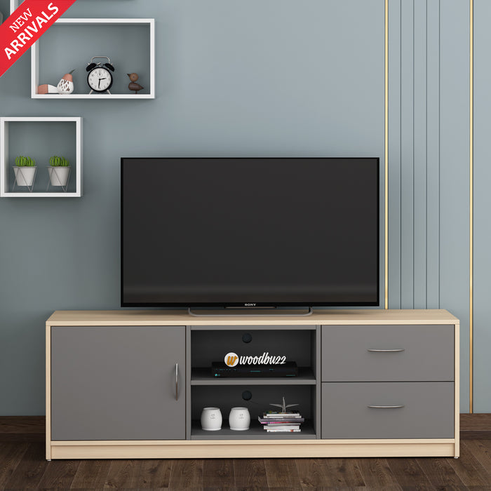 Martin TV Unit- Beige Teak & Grey
