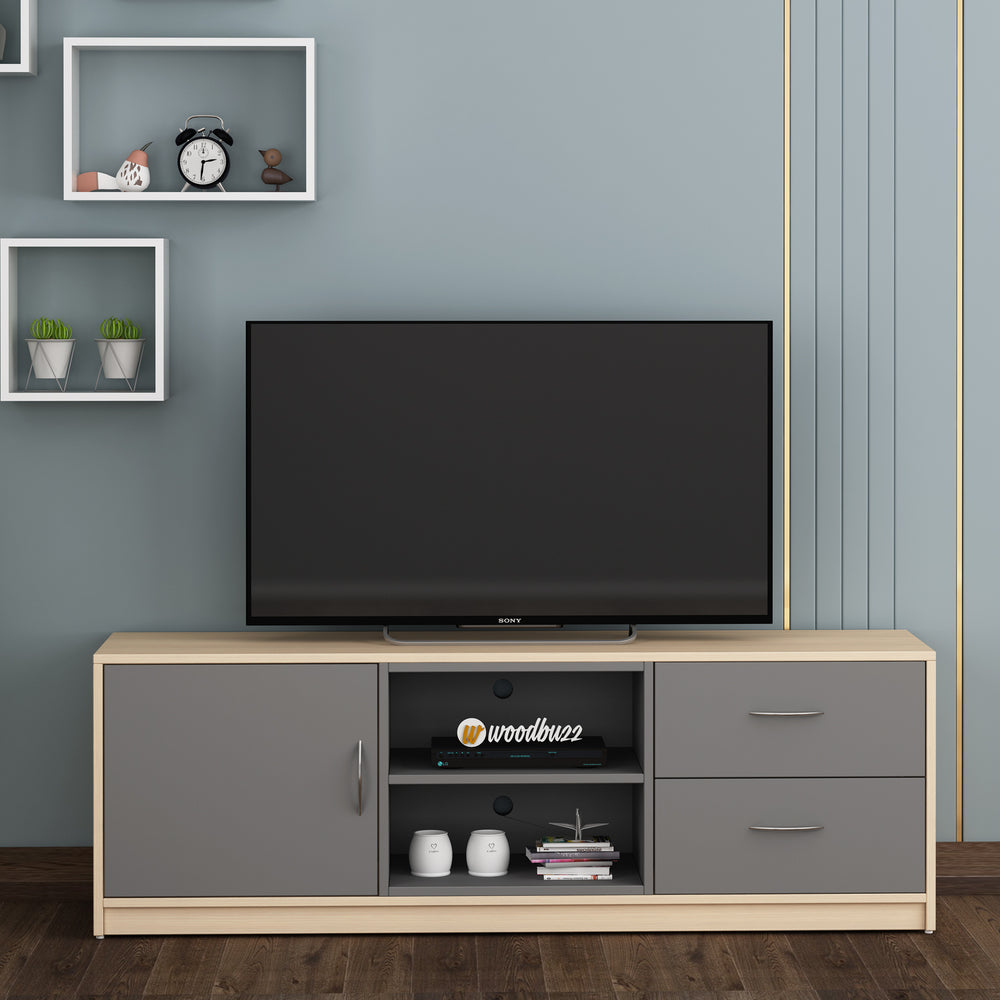Martin TV Unit- Beige Teak & Grey