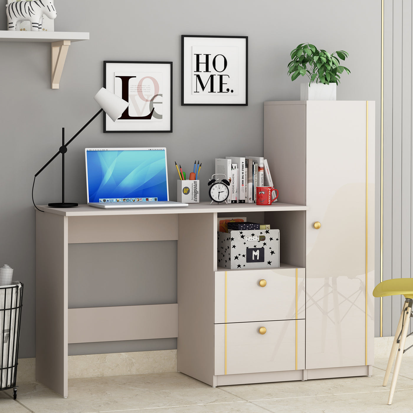 Derrick Study Table| HDHMR | Champagne
