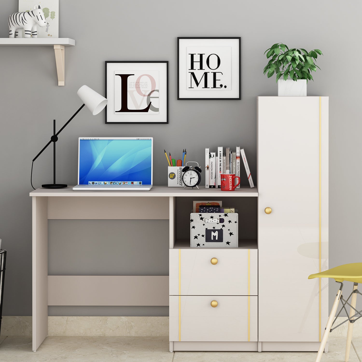 Derrick Study Table| HDHMR | Champagne