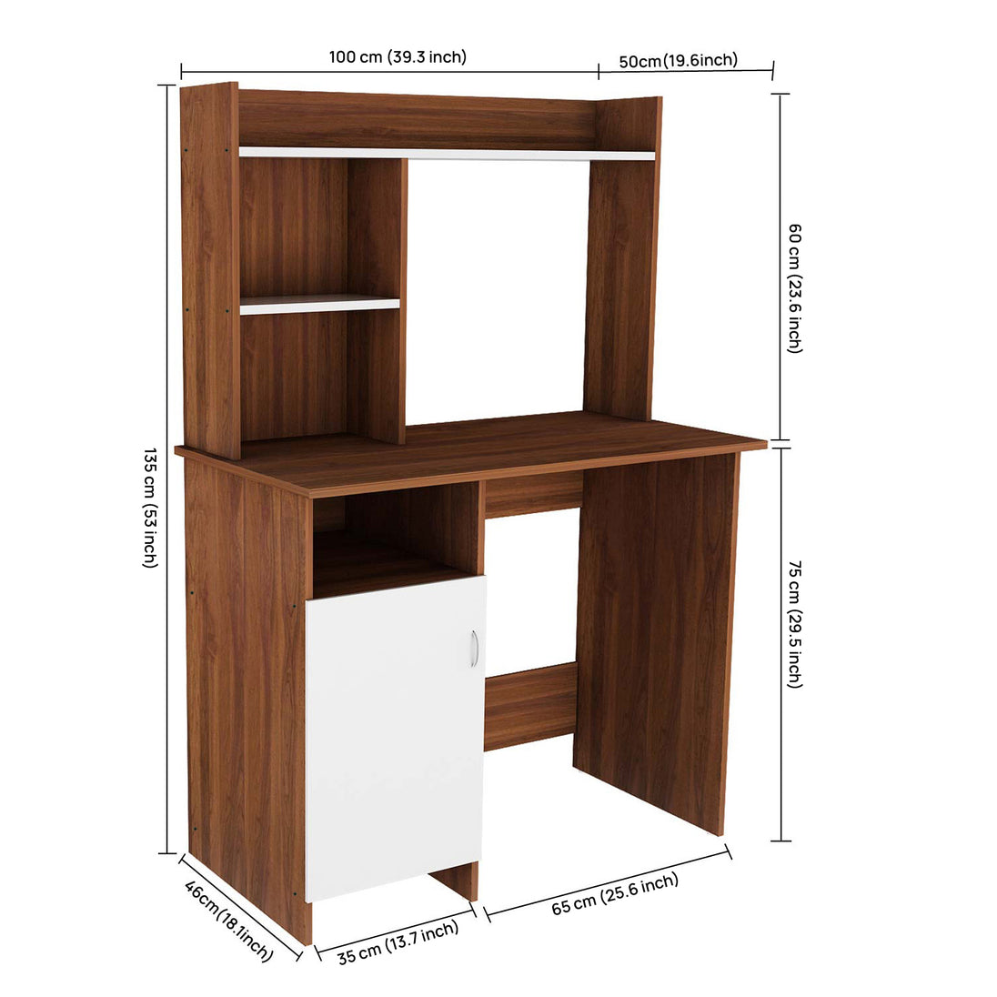 Study Table With Dim Ocus Study Table | Walnut and Frosty White