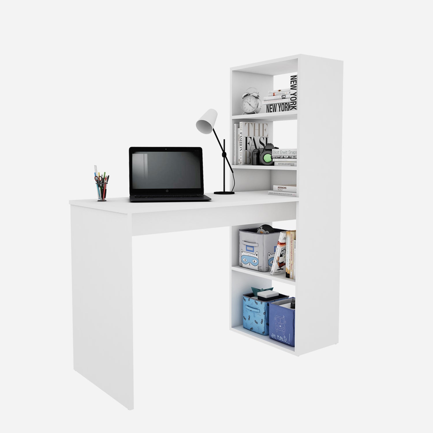 Ebony Study Table | Frosty White