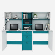 Natsu Twin Home Office Table - Frosty White Ocean Green