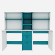 Natsu Twin Home Office Table - Frosty White Ocean Green
