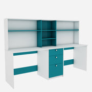 Natsu Twin Home Office Table - Frosty White Ocean Green