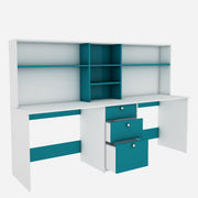 Natsu Twin Home Office Table - Frosty White Ocean Green