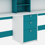Natsu Twin Home Office Table - Frosty White Ocean Green