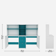 Natsu Twin Home Office Table - Frosty White Ocean Green