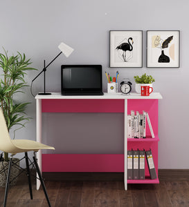 Woodbuzz | Tesa Study Table | Pink and Frosty White