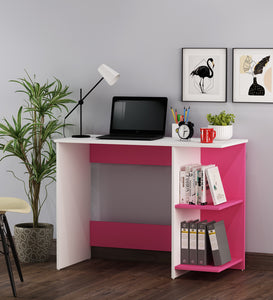 Woodbuzz | Tesa Study Table | Pink and Frosty White