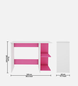 Woodbuzz | Tesa Study Table | Pink and Frosty White