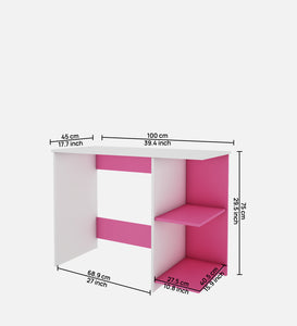 Woodbuzz | Tesa Study Table | Pink and Frosty White