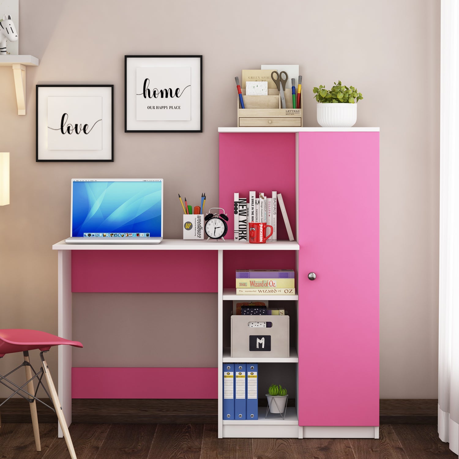 Marvel Home Office Table | Pink and Frosty White