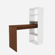 Ebony Study Table | Frosty White and Walnut