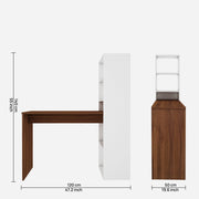 Ebony Study Table | Frosty White and Walnut