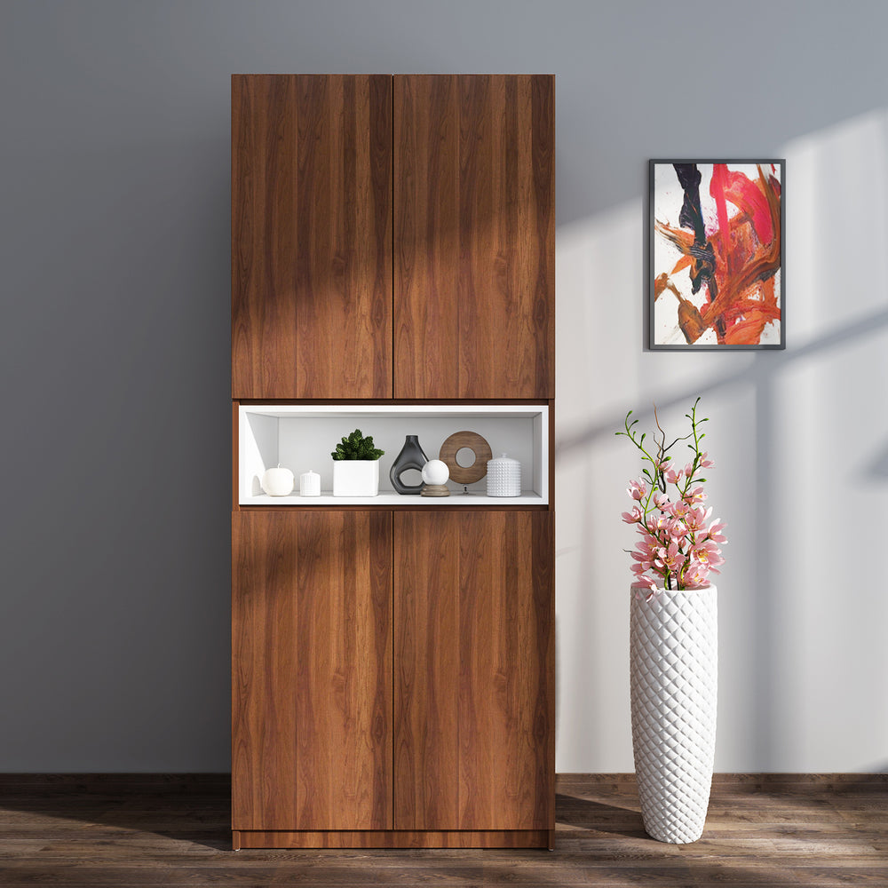 Natron Shoe Cabinet | Walnut and Frosty White
