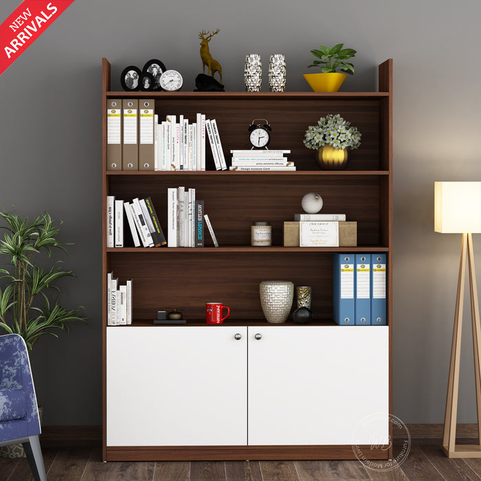 Blane Bookcase | Walnut and Frosty White