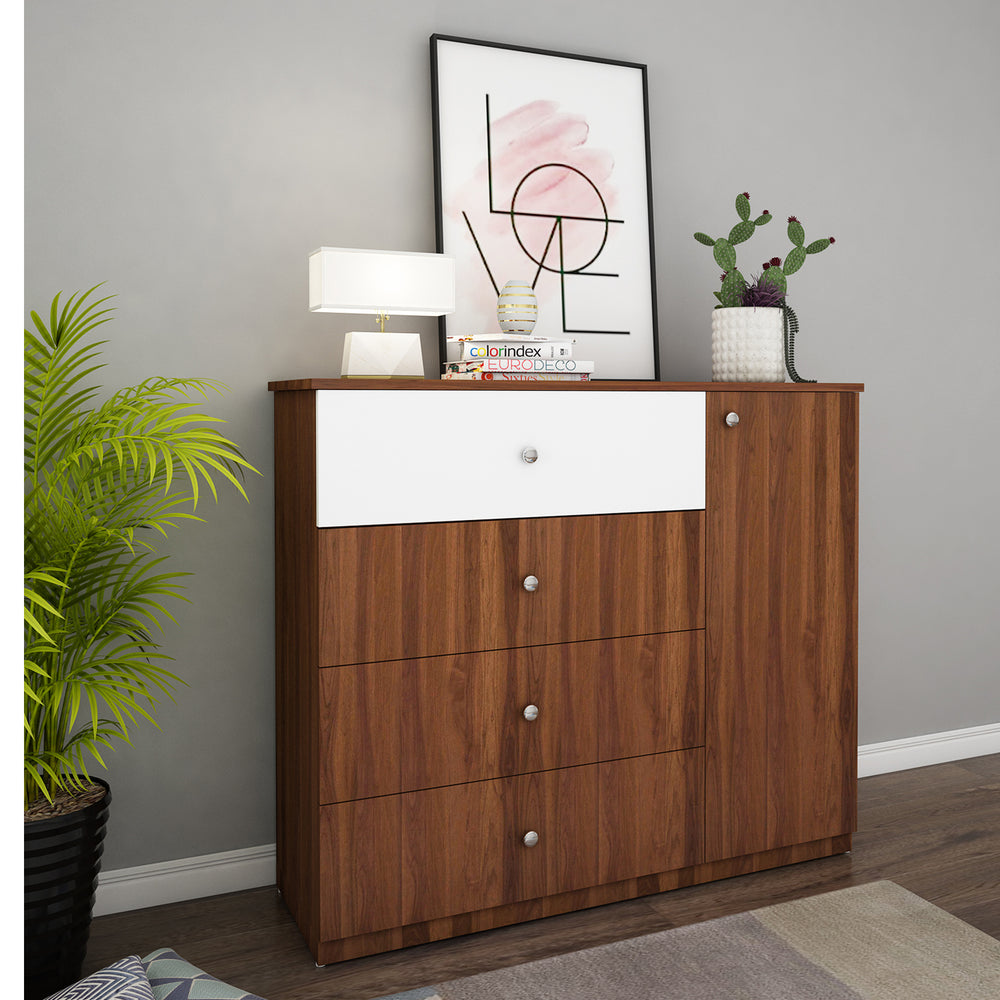 Boaz Chest of Drawers | Walnut and Frosty White