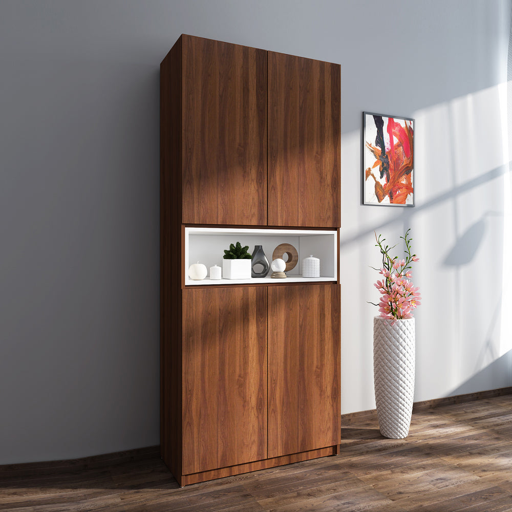 Natron Shoe Cabinet | Walnut and Frosty White