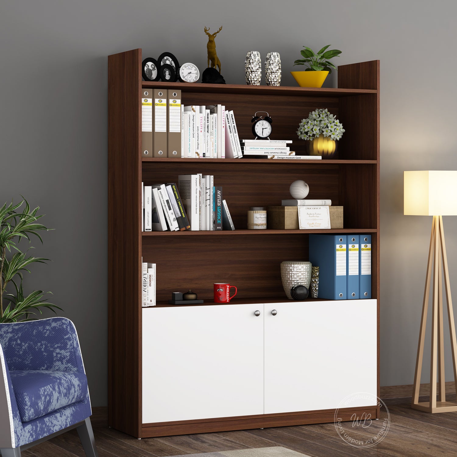 Blane Bookcase | Walnut and Frosty White