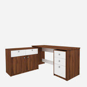 Maverick Home Office Table | Walnut & Frosty White