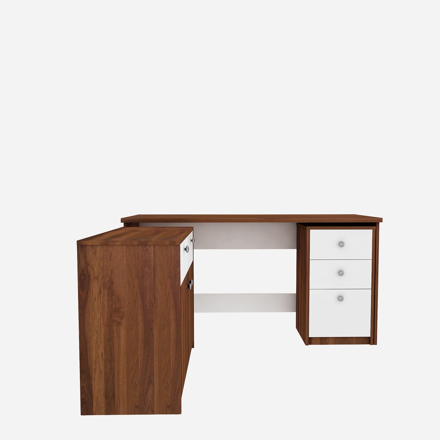 Maverick Home Office Table | Walnut & Frosty White