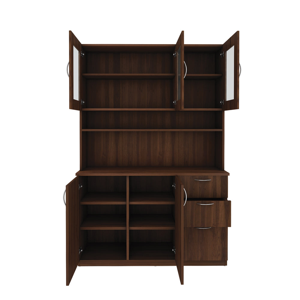 Modish Crockery Unit Three Door | Walnut