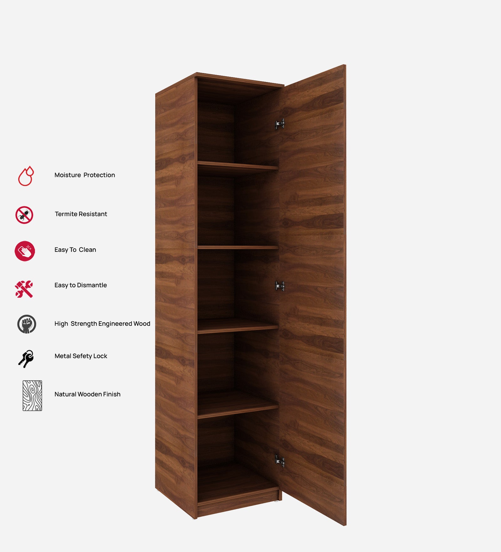 Quinn Single Door Wardrobe | Walnut