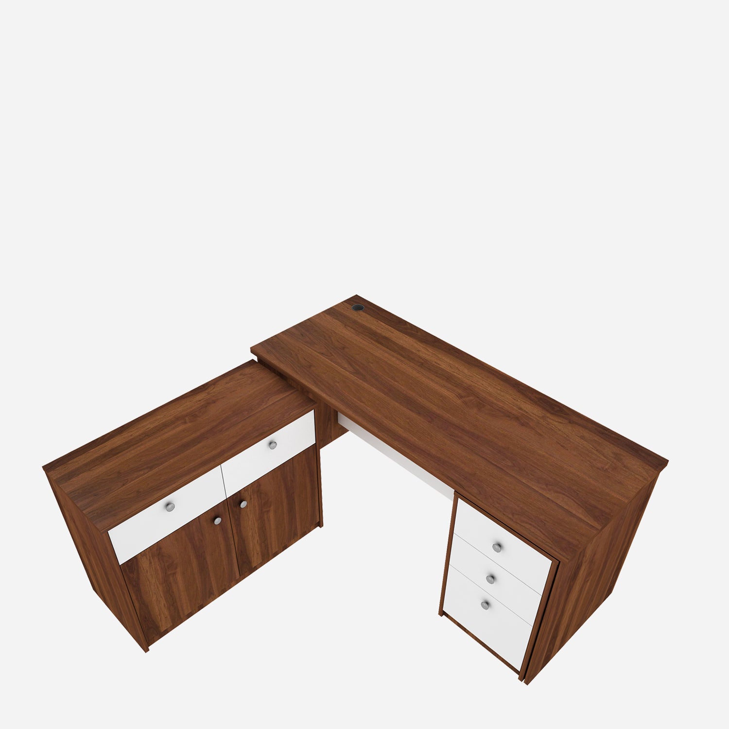 Maverick Home Office Table | Walnut & Frosty White