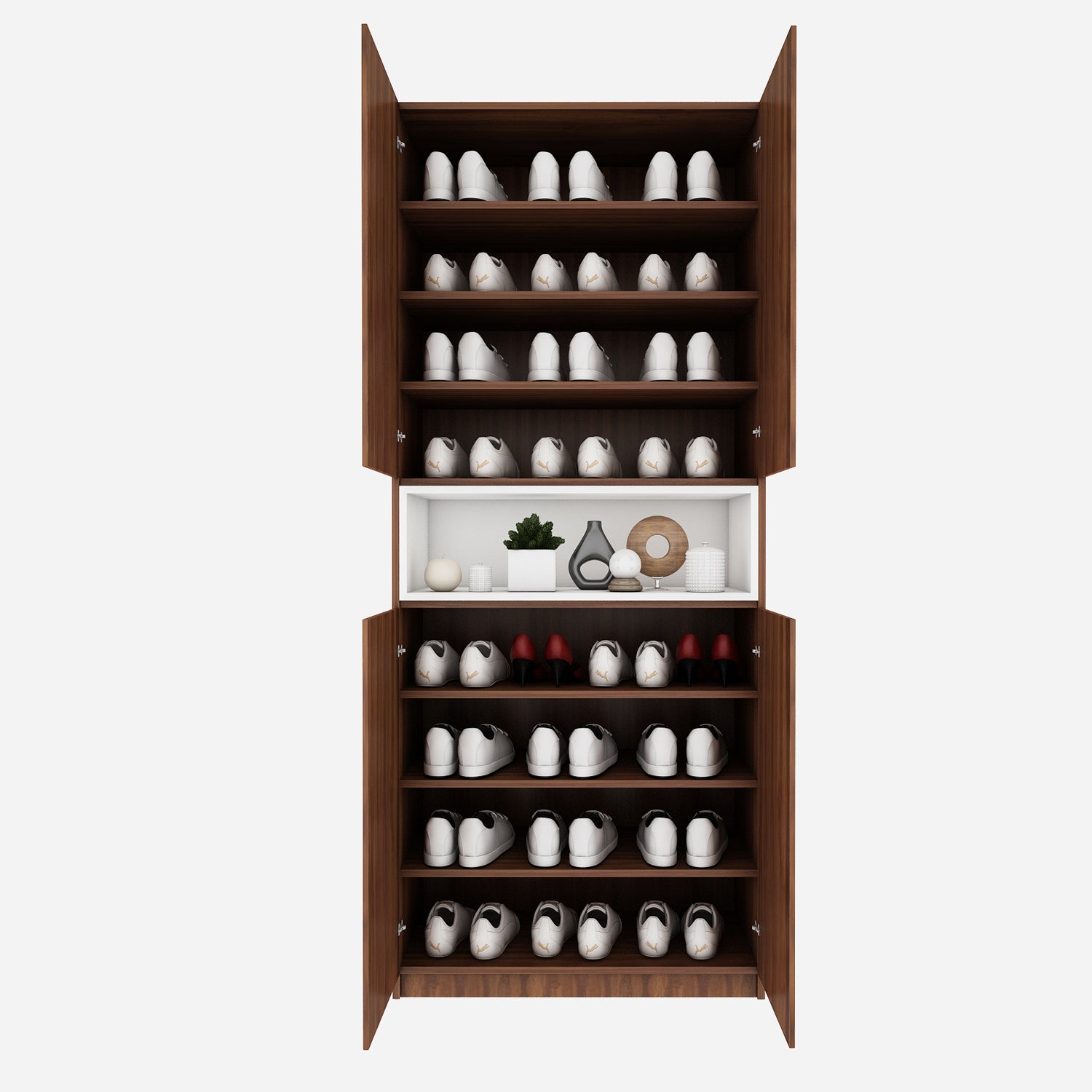 Natron Shoe Cabinet | Walnut and Frosty White