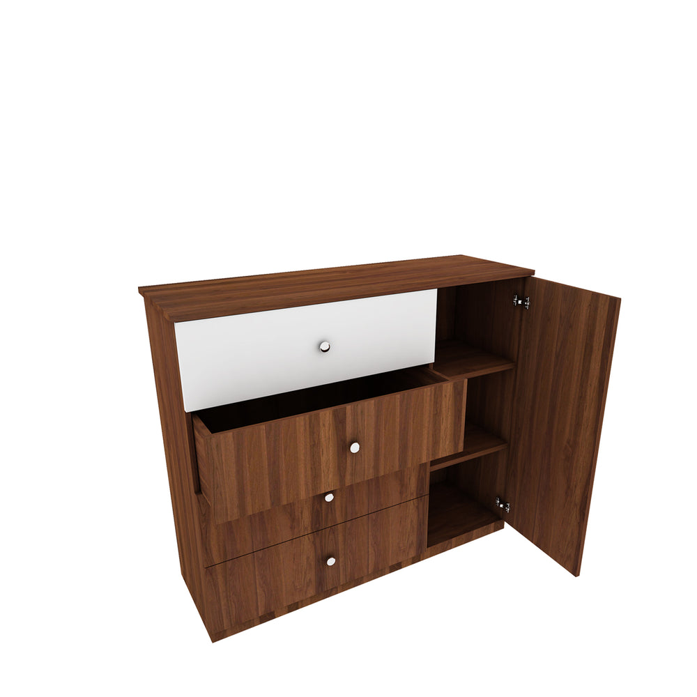 Boaz Chest of Drawers | Walnut and Frosty White