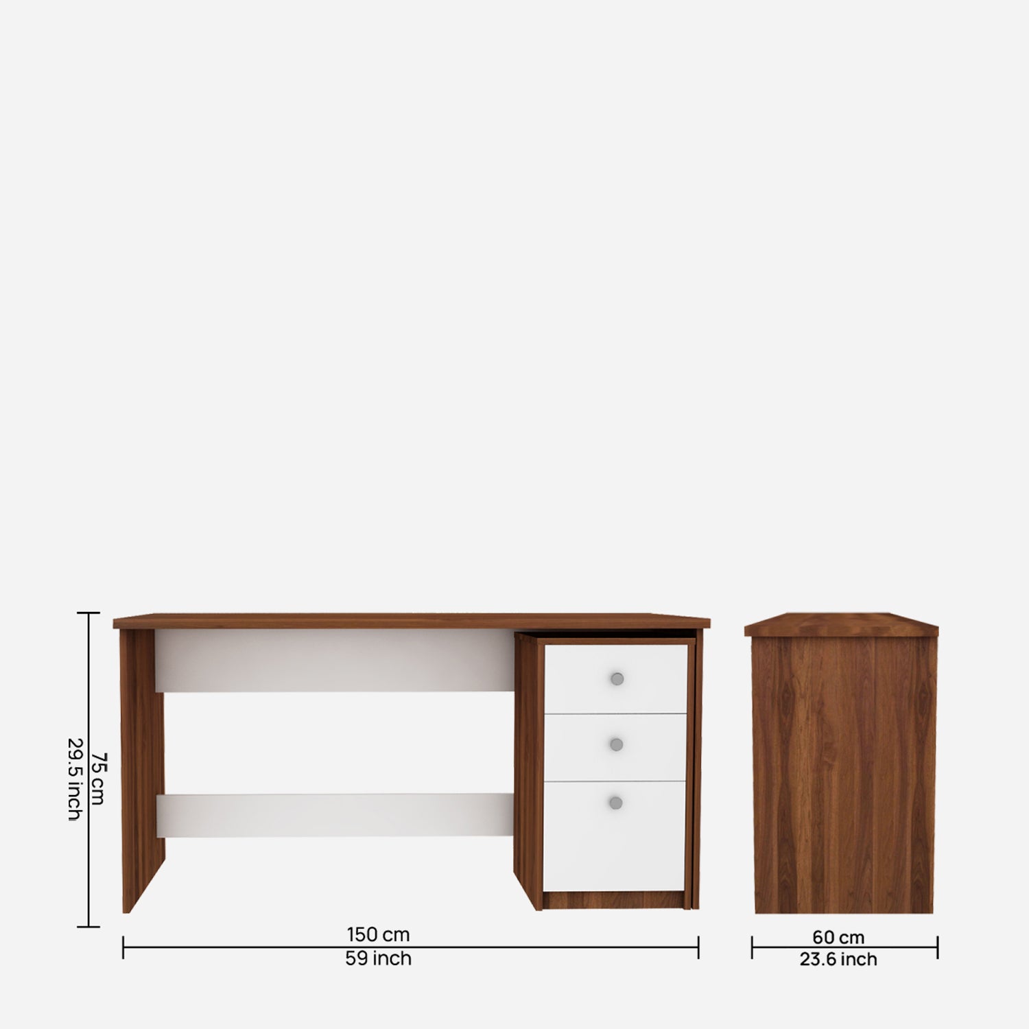 Maverick Home Office Table | Walnut & Frosty White