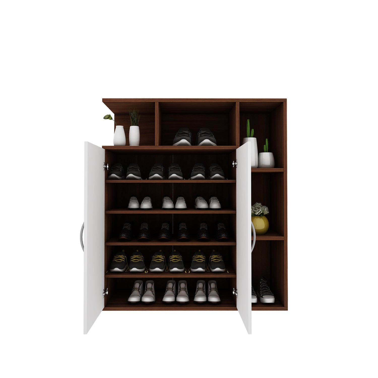 Nevera Shoe Cabinet | Walnut and Frosty White