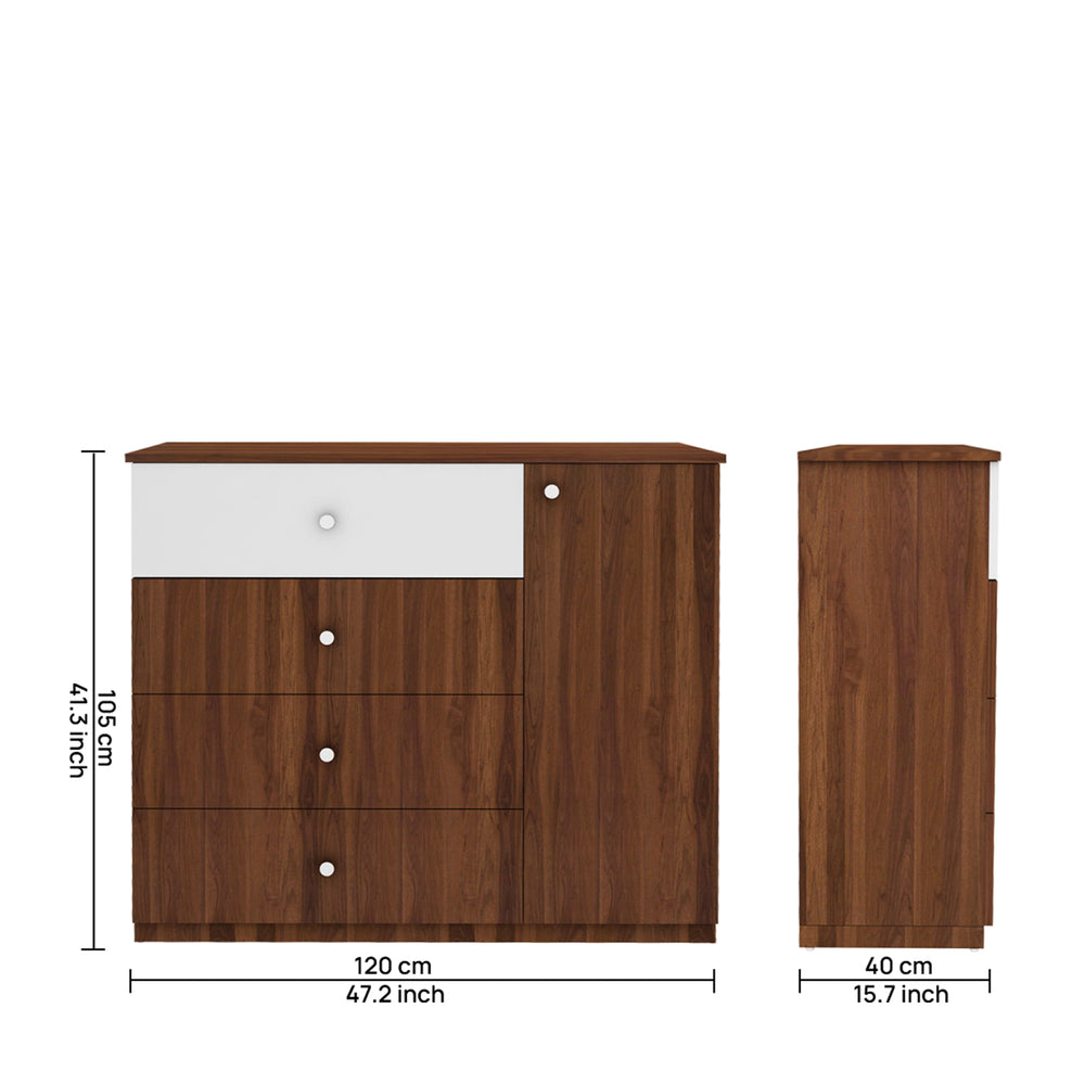 Boaz Chest of Drawers | Walnut and Frosty White